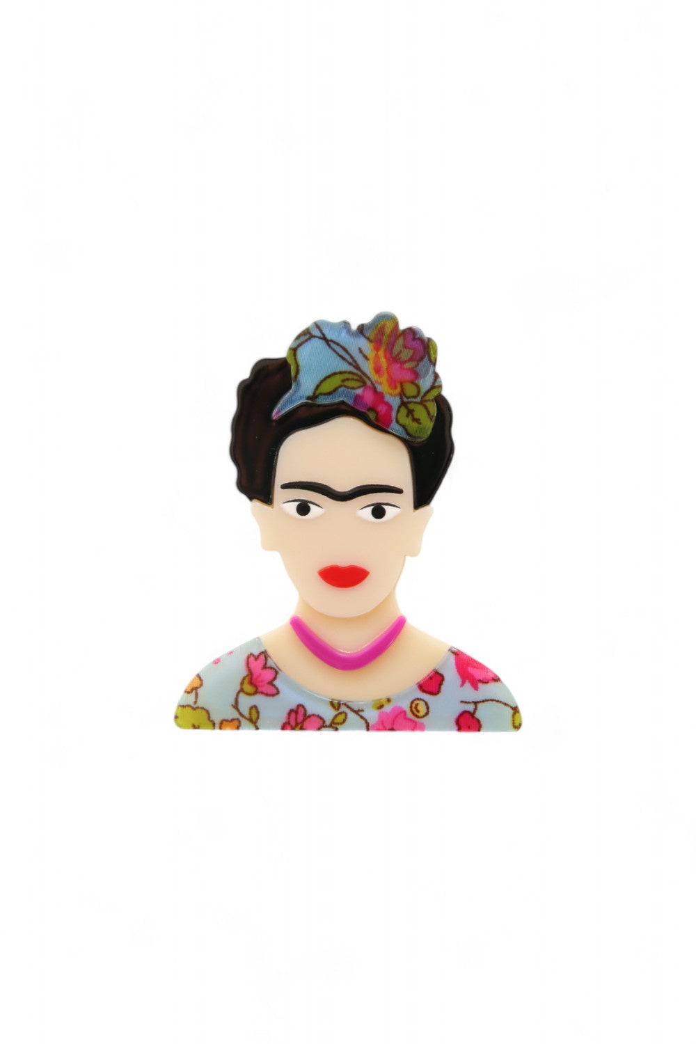 FRIDA BLUE FLORAL PURPLE NECKLACE BROOCH