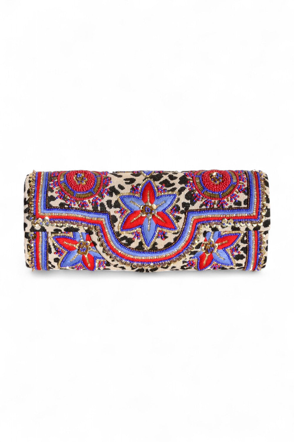 Akbar Delights Handcrafted Beaded Clutch Bag Red Blue