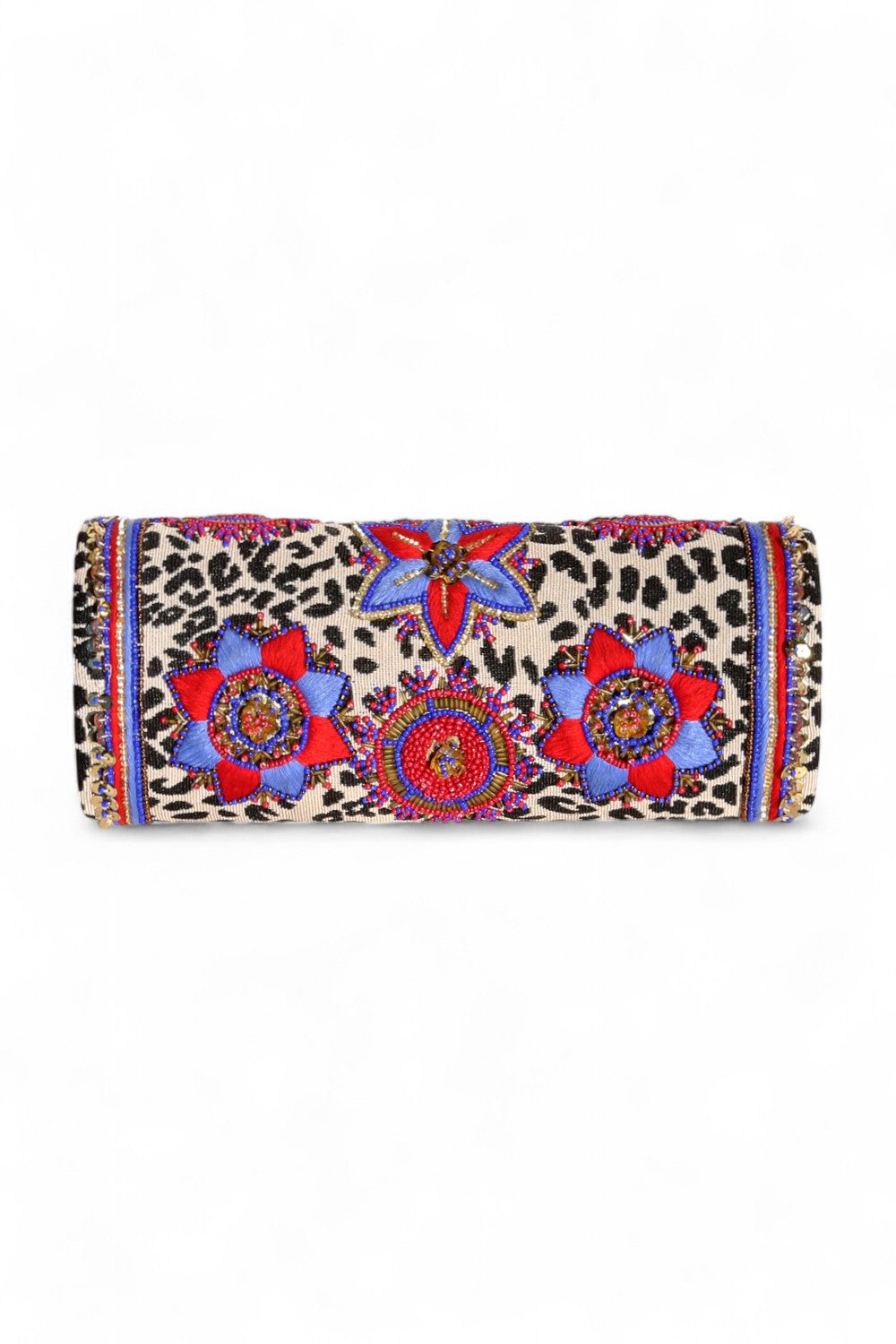 Akbar Delights Handcrafted Beaded Clutch Bag Red Blue