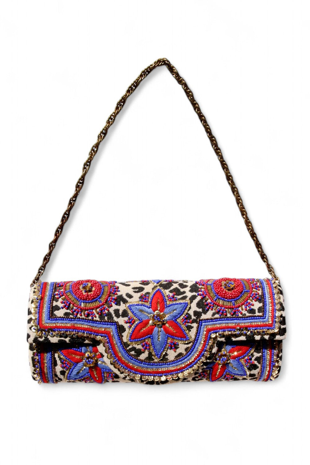 Akbar Delights Handcrafted Beaded Clutch Bag Red Blue