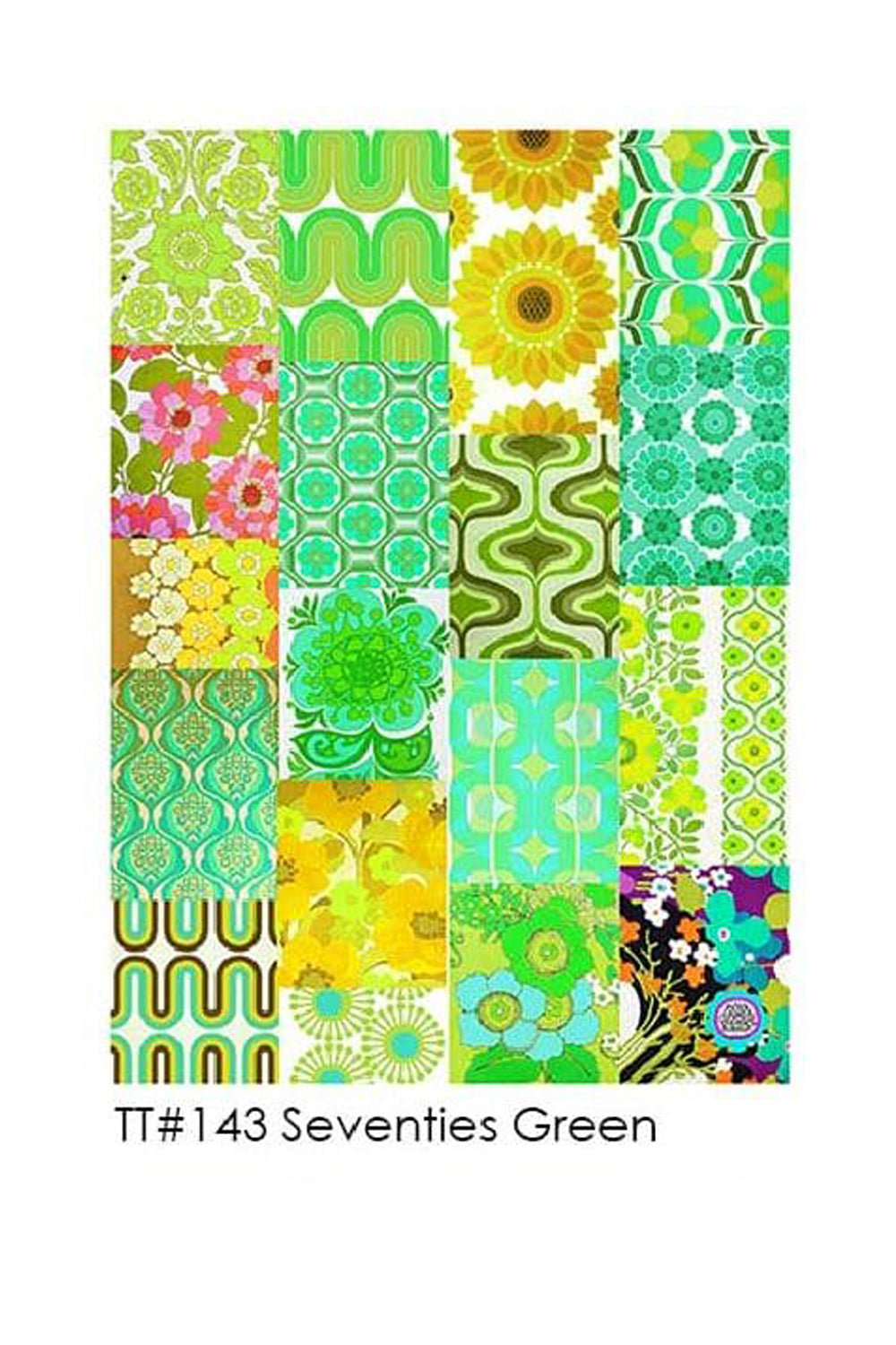 ANNA CHANDLER TEA TOWEL SEVENTIES TEA TOWEL GREEN