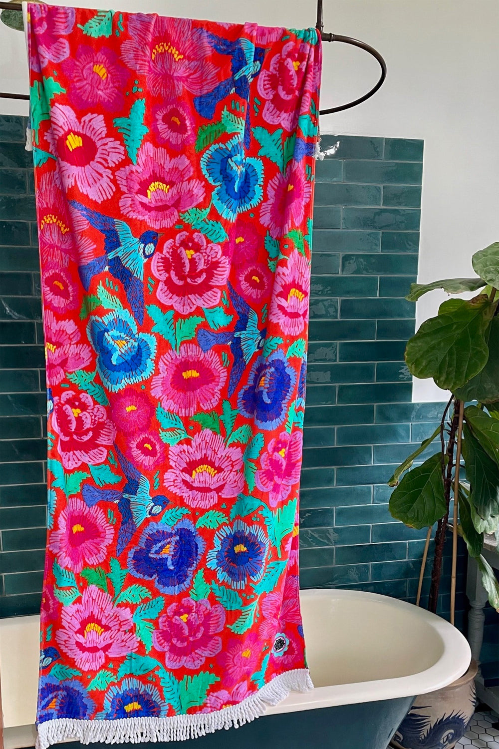 Anna Chandler Beach Towel Birds and Roses