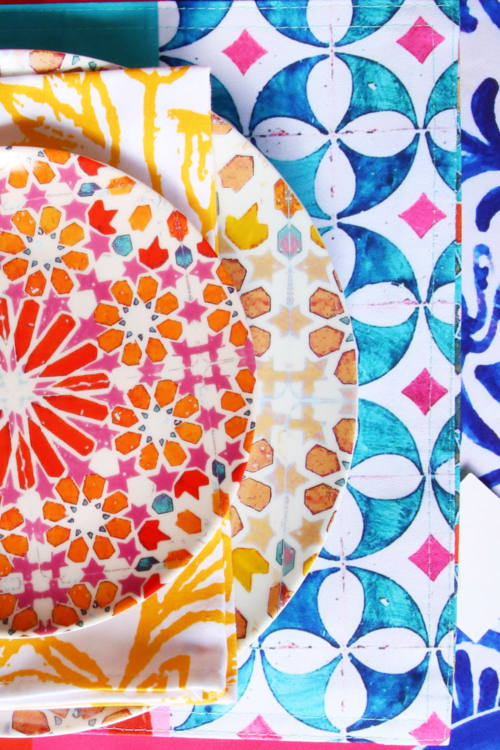 ANNA CHANDLER DINNER PLATE SET MOROCCAN MOSAIC MIXED