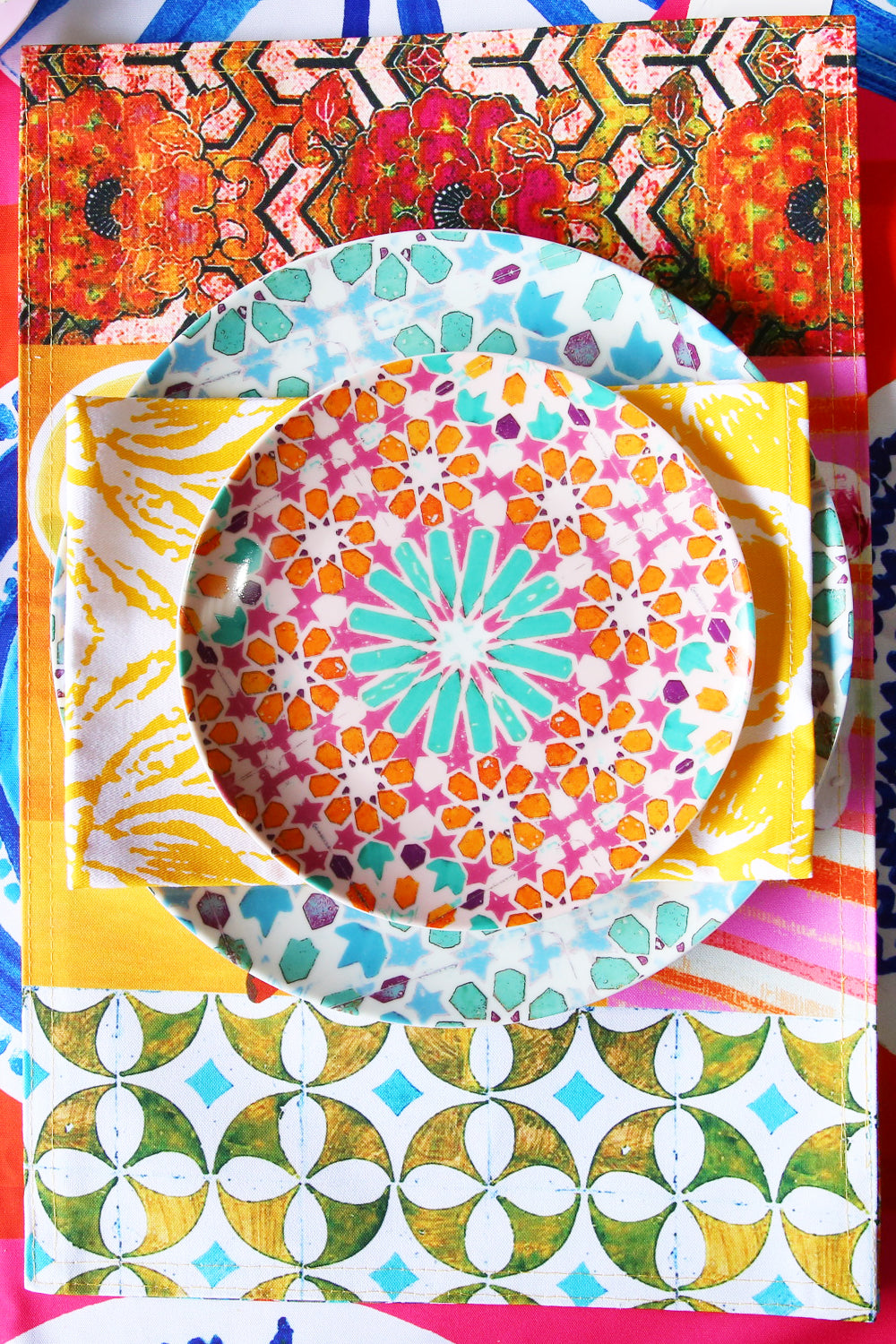 ANNA CHANDLER DINNER PLATE SET MOROCCAN MOSAIC MIXED