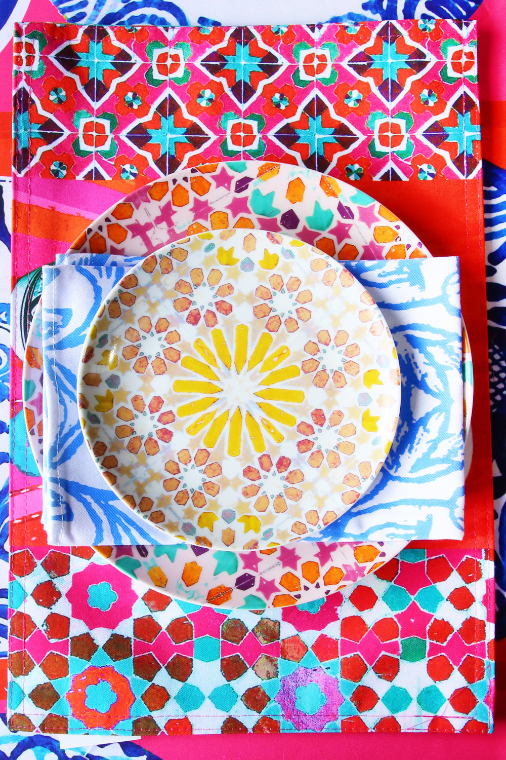 ANNA CHANDLER DINNER PLATE SET MOROCCAN MOSAIC MIXED