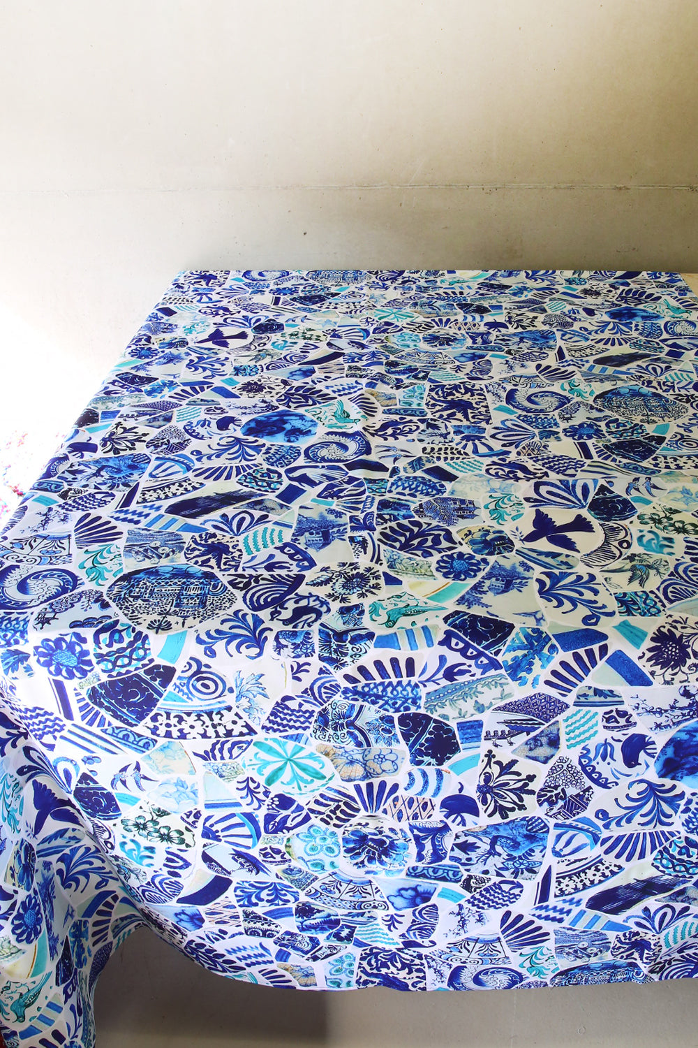 ANNA CHANDLER CANVAS TABLECLOTH BLUE MOSAIC