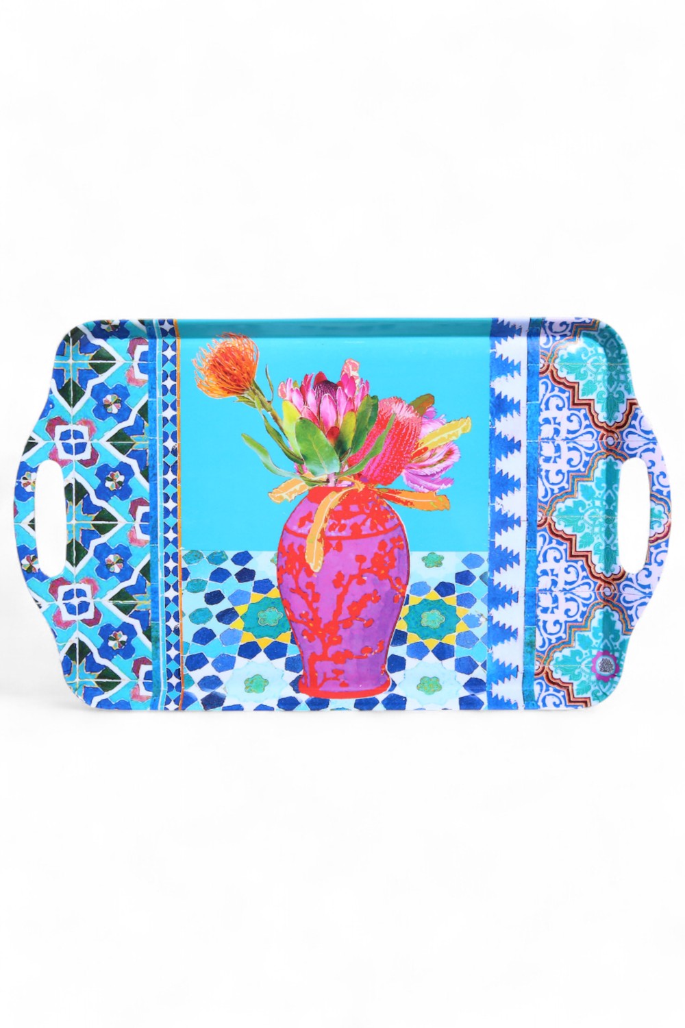 Anna Chandler Melamine Tray Vases on Turquoise