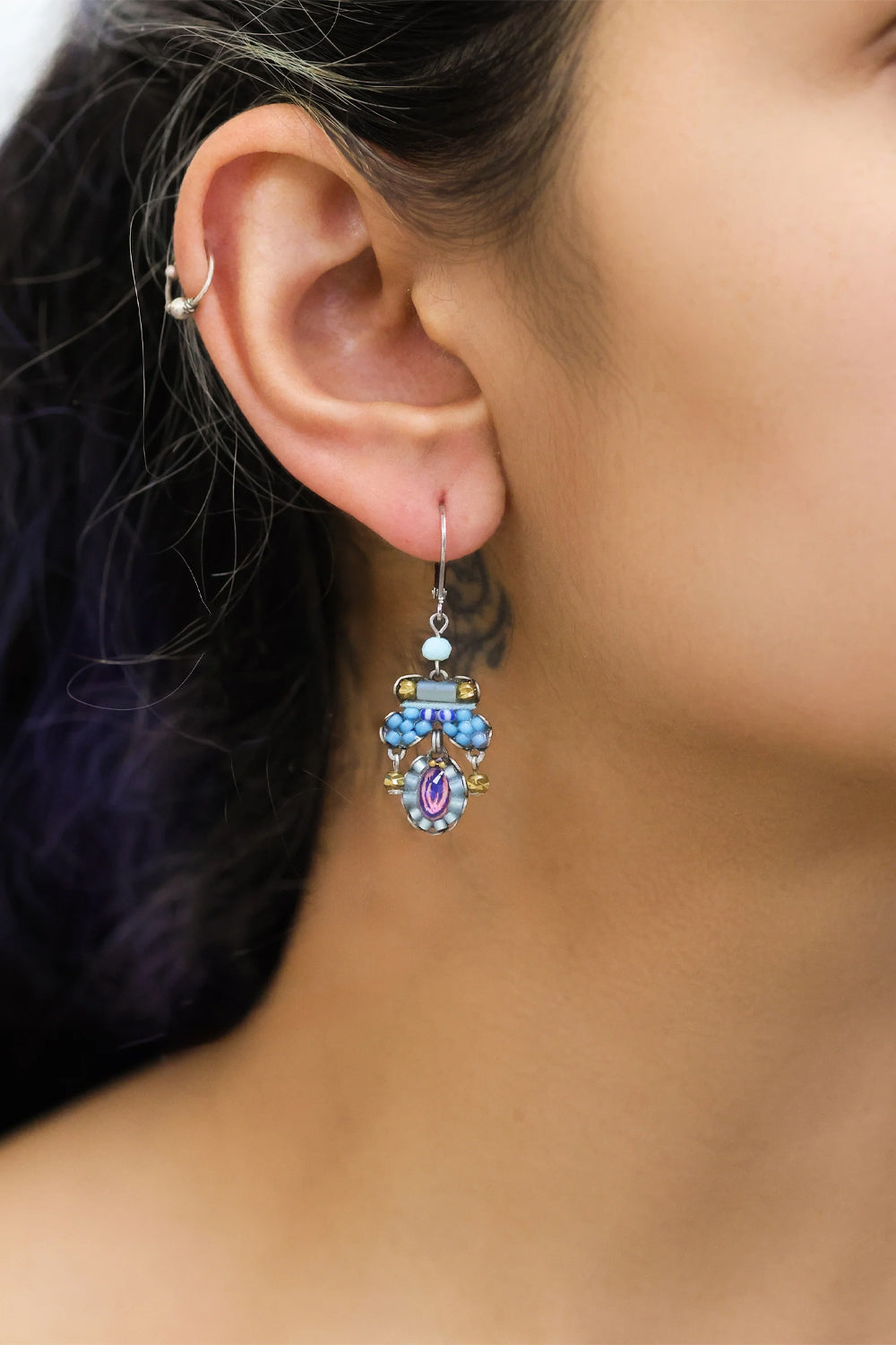 Ayala Bar Dangling Earrings Blue Bird Set Peacock