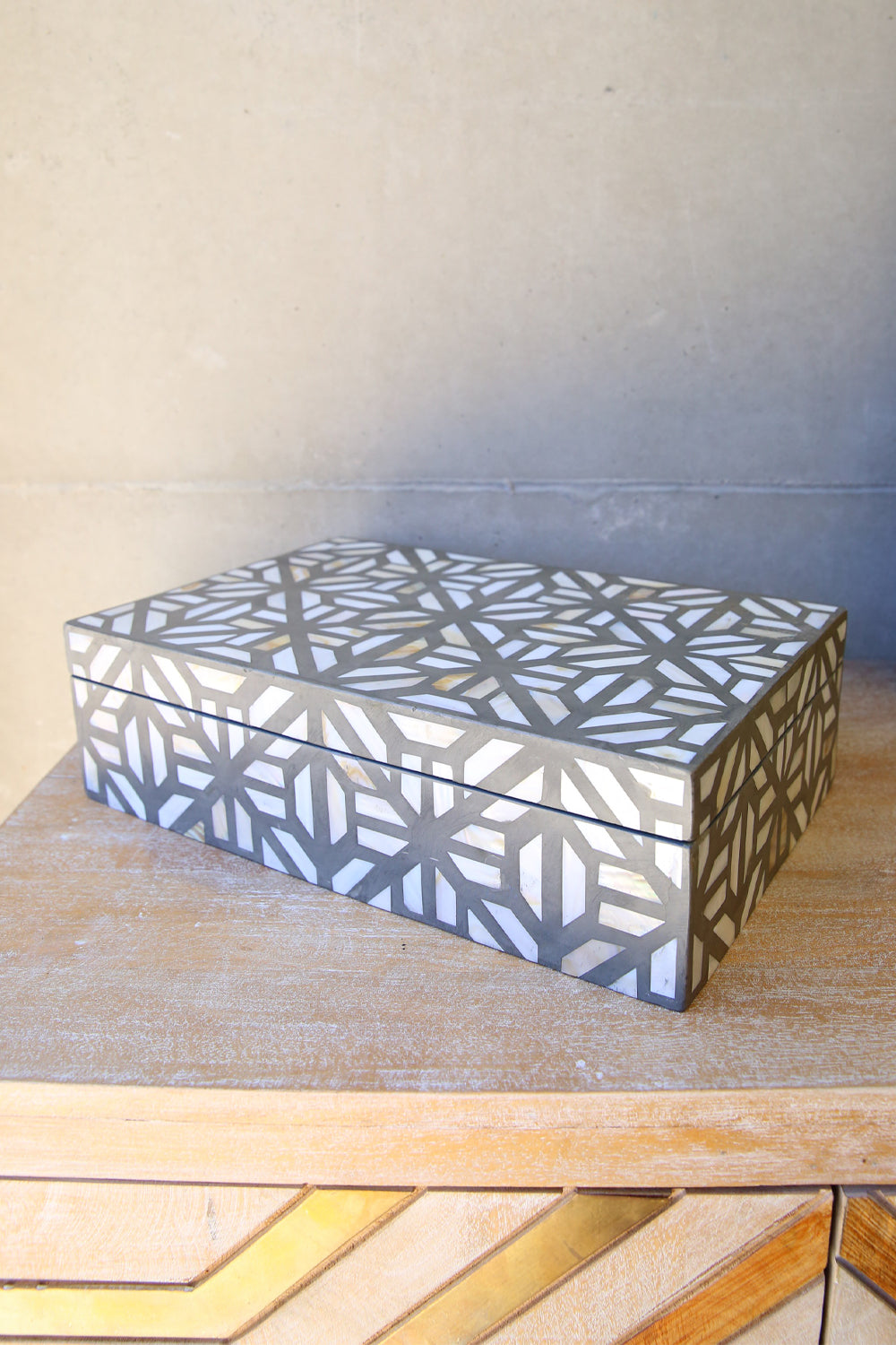 RUBY STAR TRADERS BONE INLAY BOX GREY