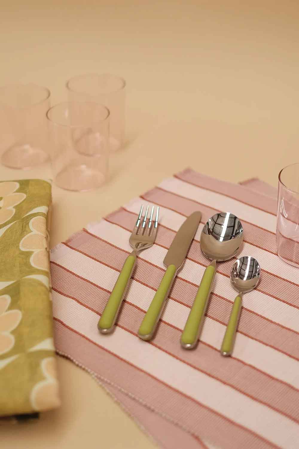 BONNIE AND NEIL PINK STRIPE PLACE MAT SET OF 4