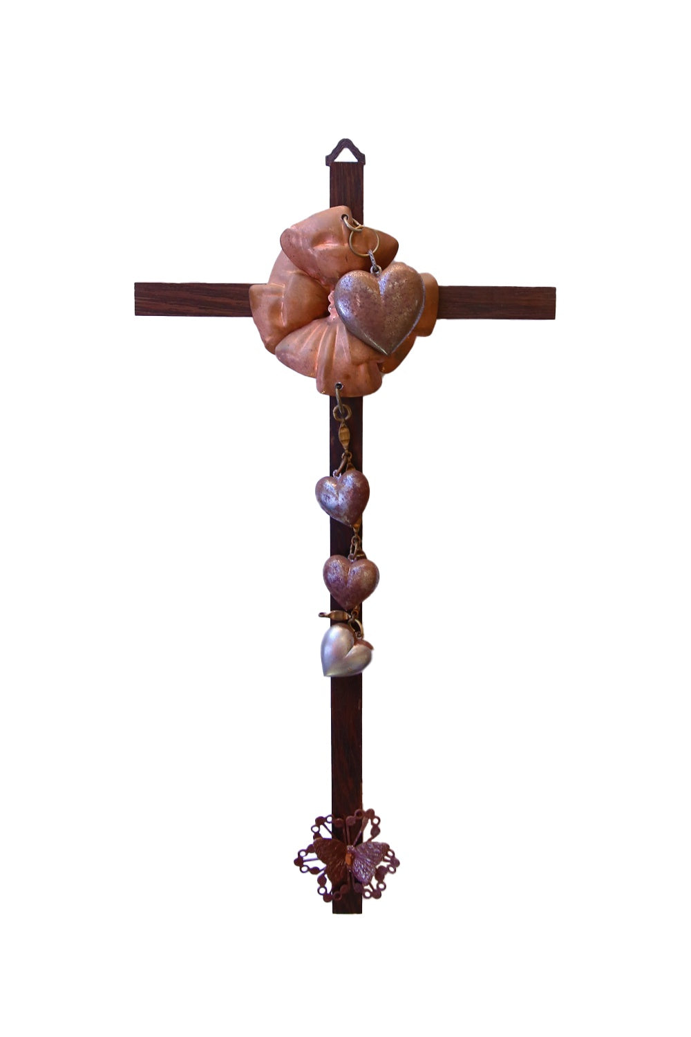 Ghost and Lola Wooden Cross with Hearts