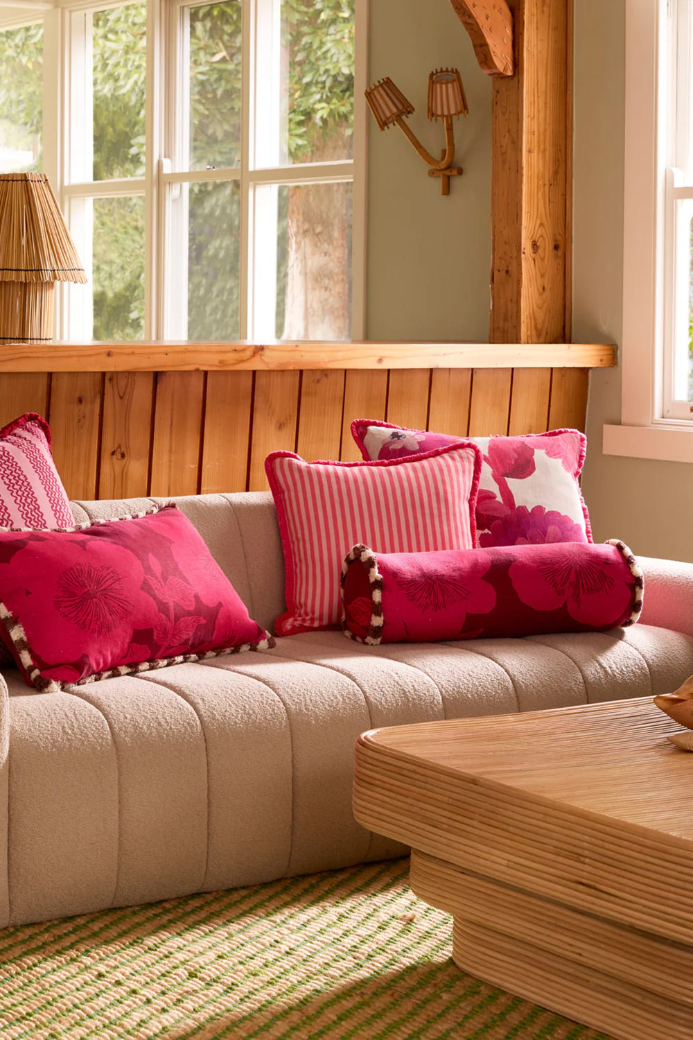 Bonnie and Neil Pinstripe Rose 50cm Cushion