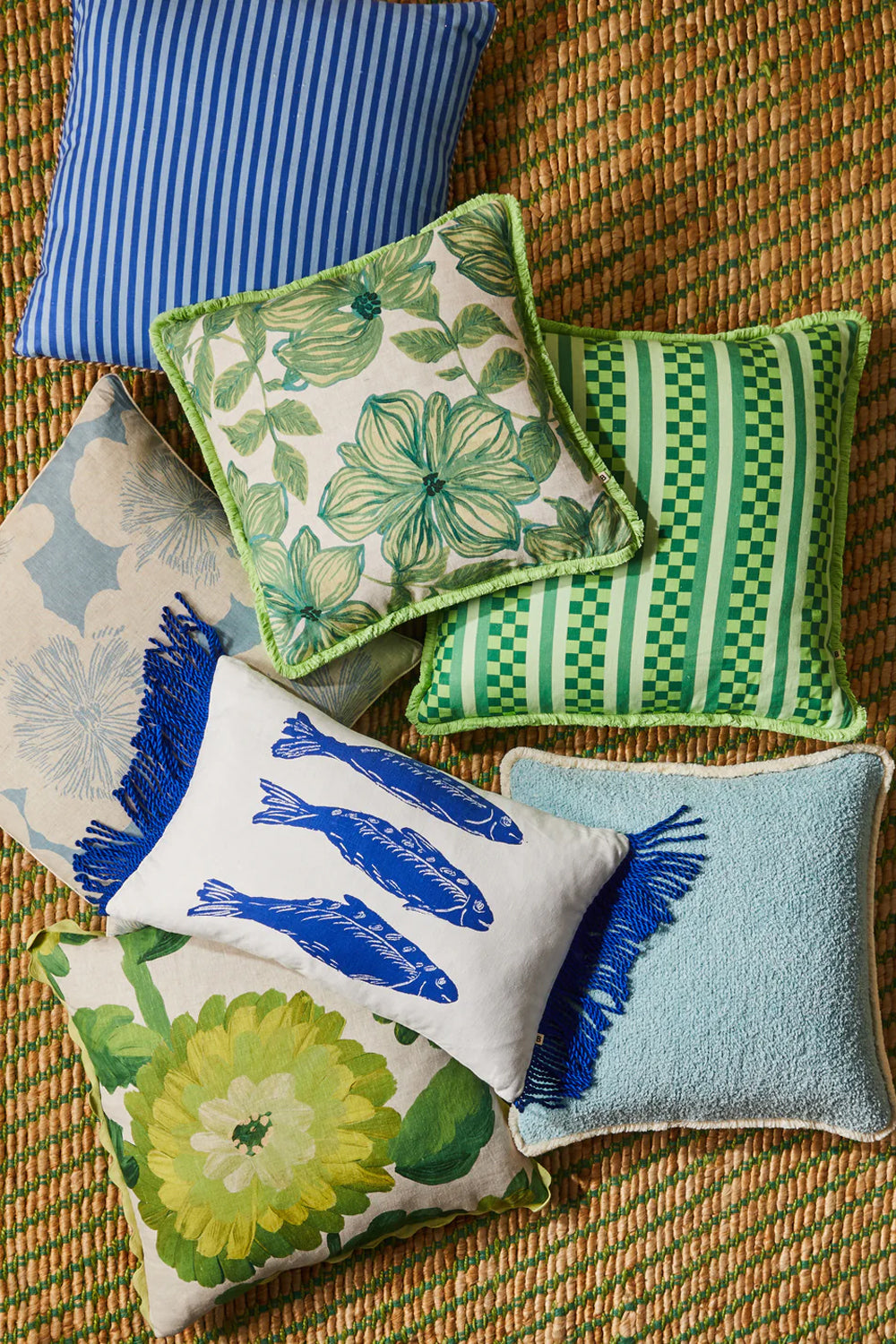 Bonnie and Neil Dahlia Green Cushion 60cm