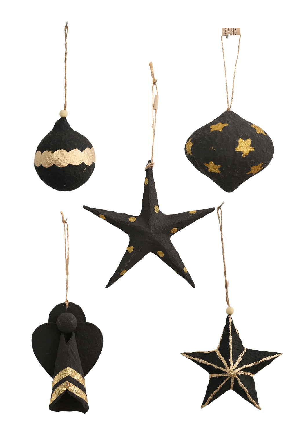 RUBY STAR TRADERS CHRISTMAS DECORATION BLACK SET OF 5