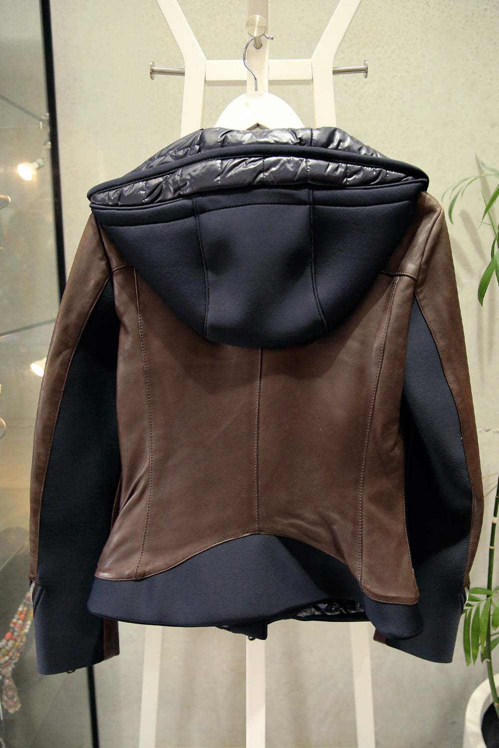 Delan Brown Leather Jacket with Hood