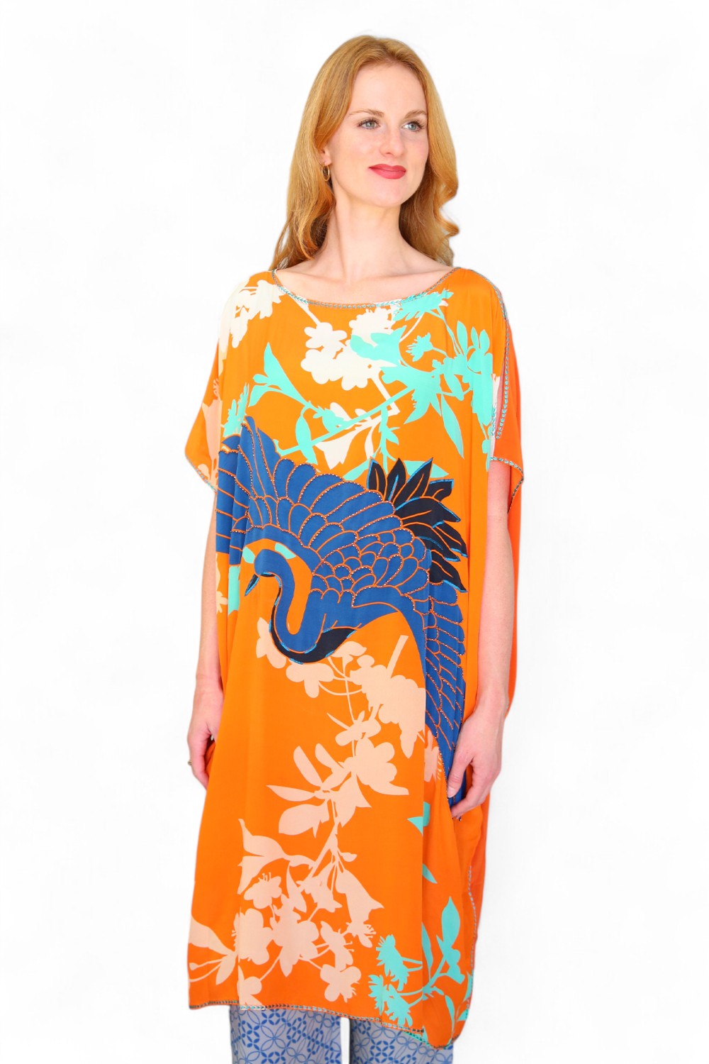 Duet Silk Poncho Long Pheonix