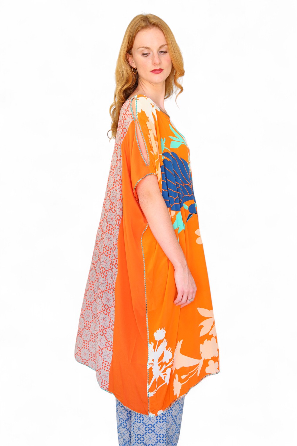 Duet Silk Poncho Long Pheonix