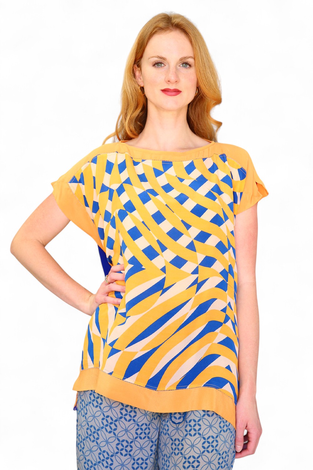 Duet Silk Farrah Moon Top Tangerine
