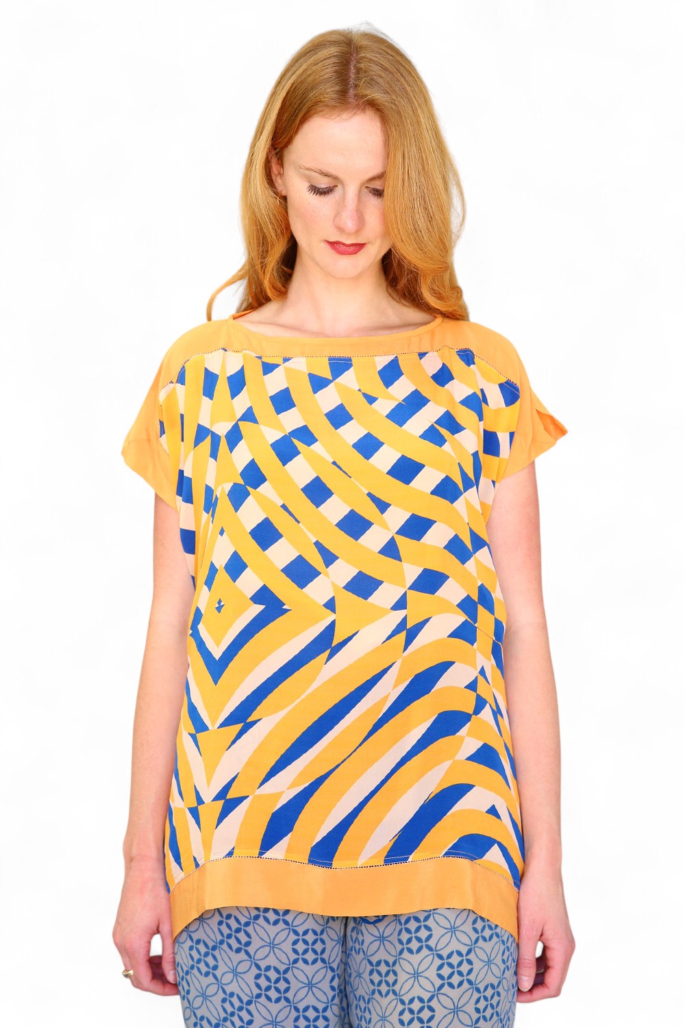 Duet Silk Farrah Moon Top Tangerine