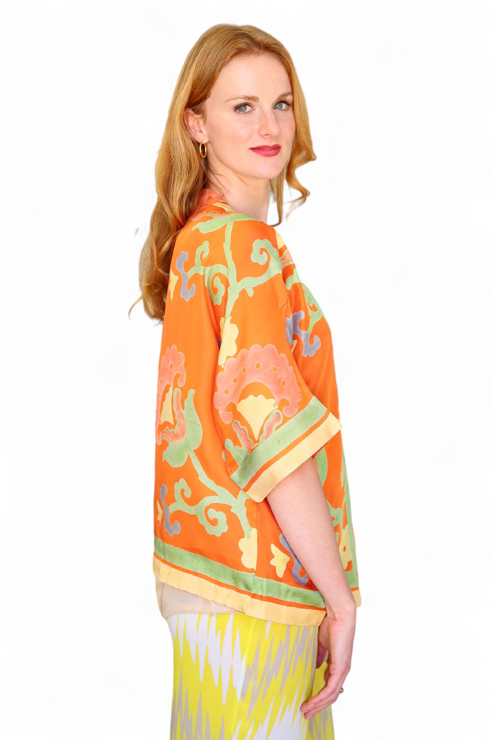 Anupamaa Silk Cropped Kimono Orange
