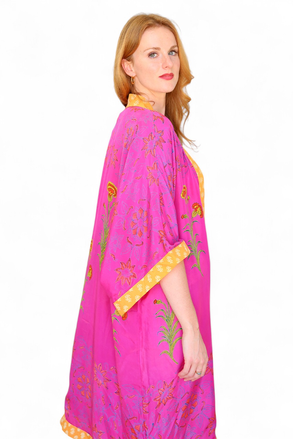 Anupamaa Silk Long Kimono Fuchsia