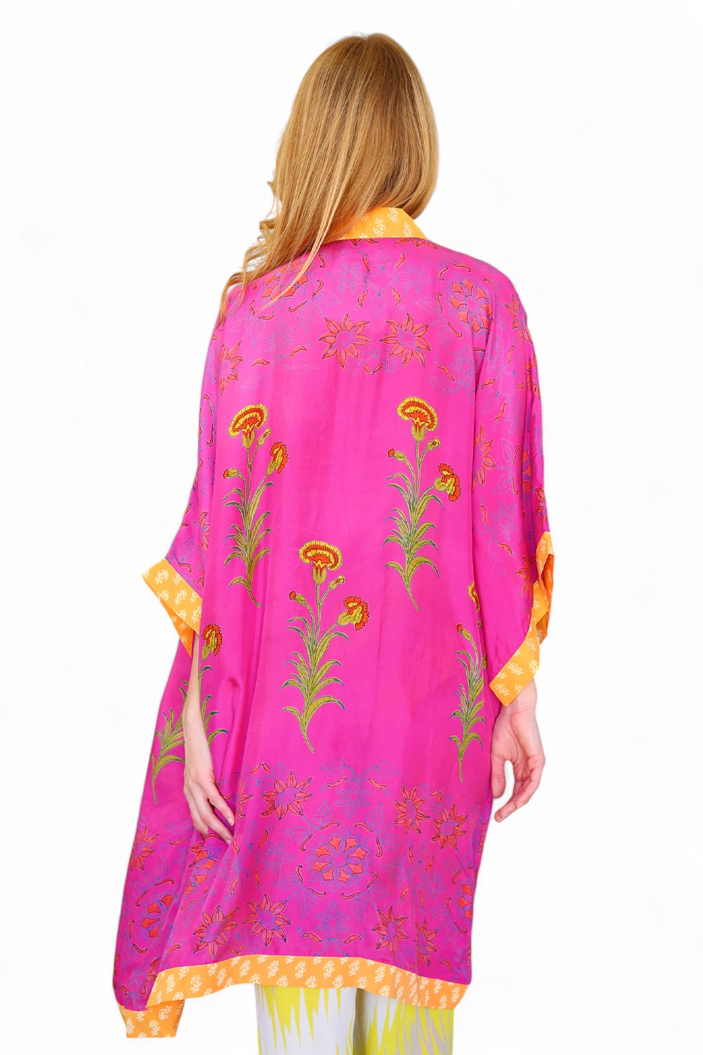 Anupamaa Silk Long Kimono Fuchsia