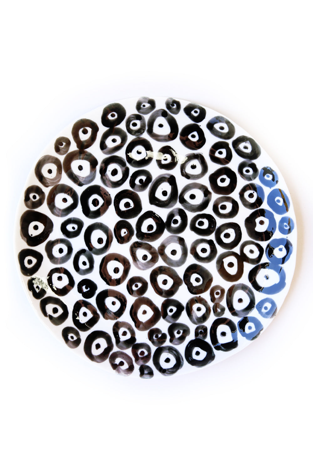 Italian Porcelain Round Black & White Circle Plate
