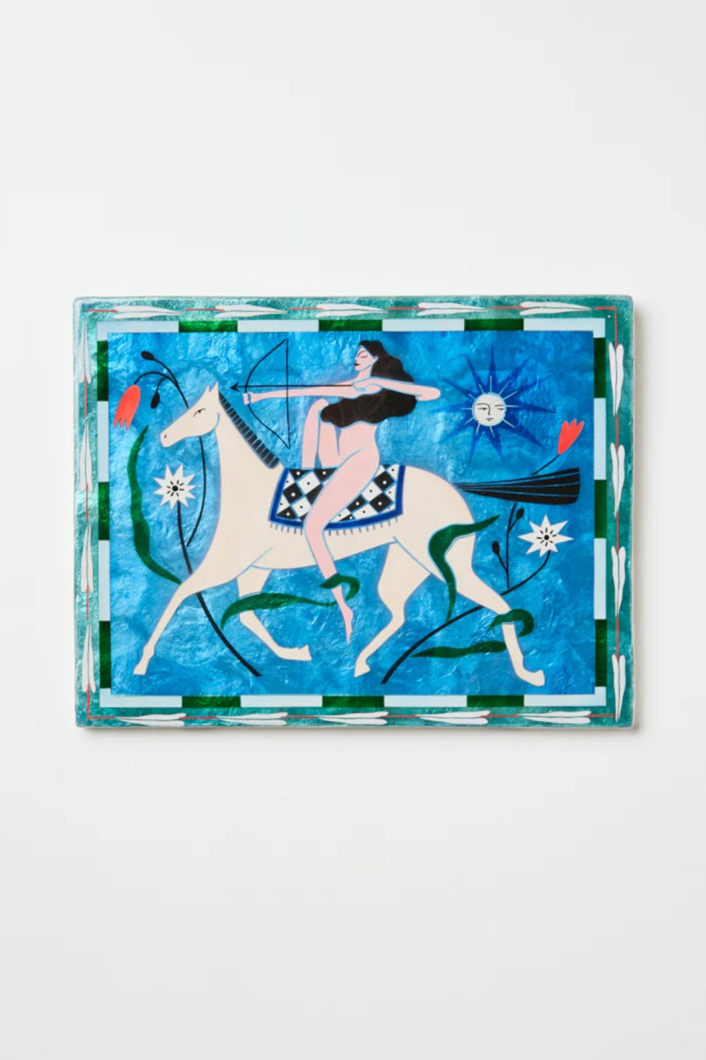 Jones & Co Fable Horseback Blue Rectangle Wall Art