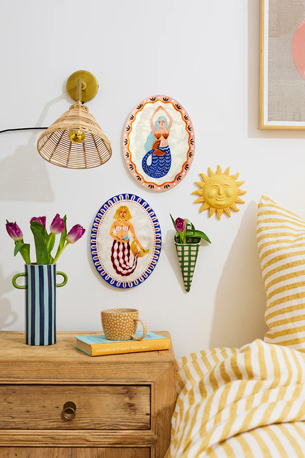 Jones & Co Mermaid Coral Cowrie Tile Wall Art