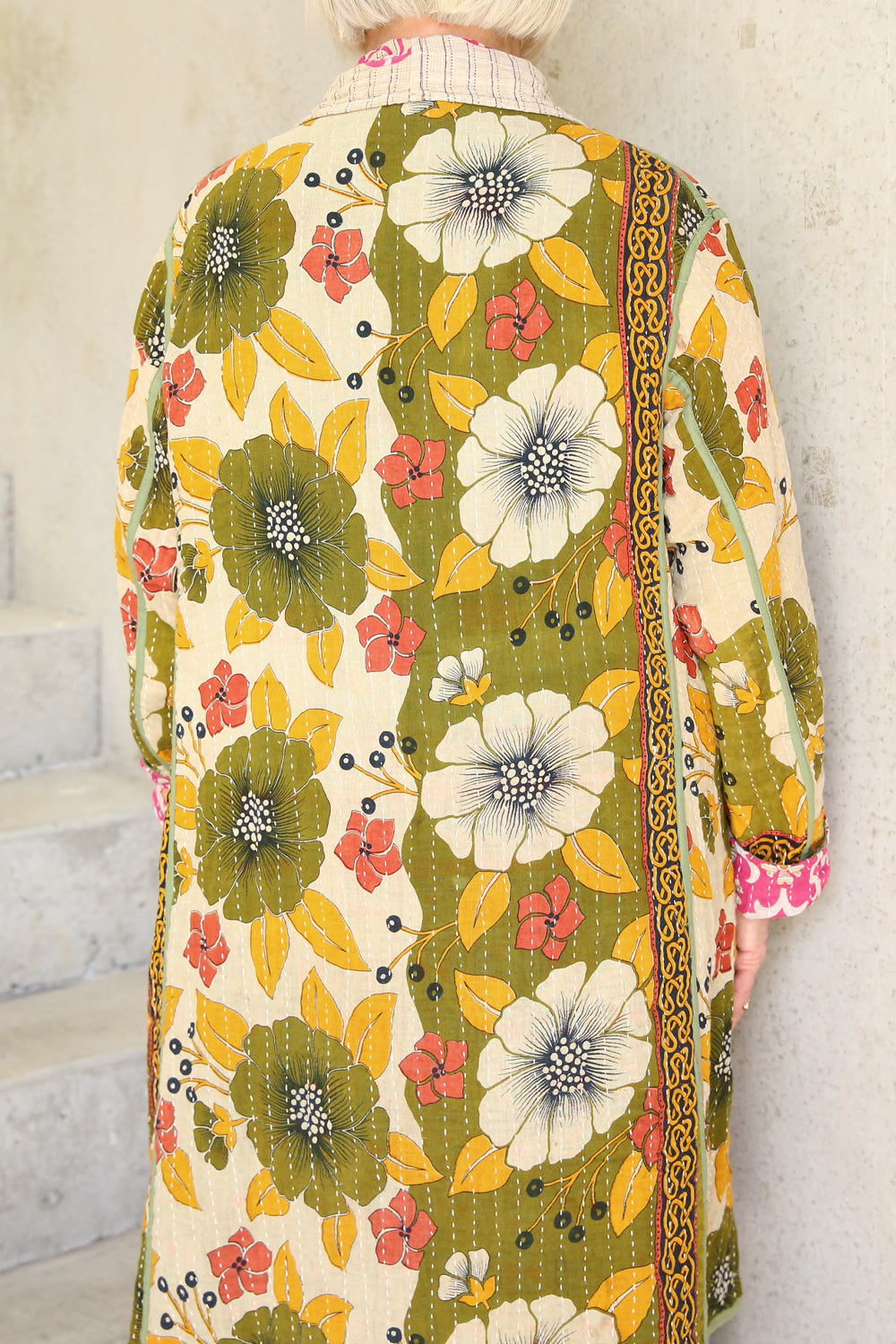 Kantha Coat Autumnal Hibiscus