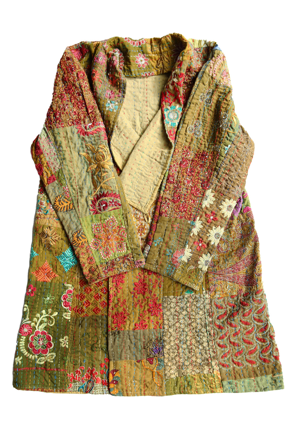 MAHARANI KANTHA COAT PATCHWORK GREEN