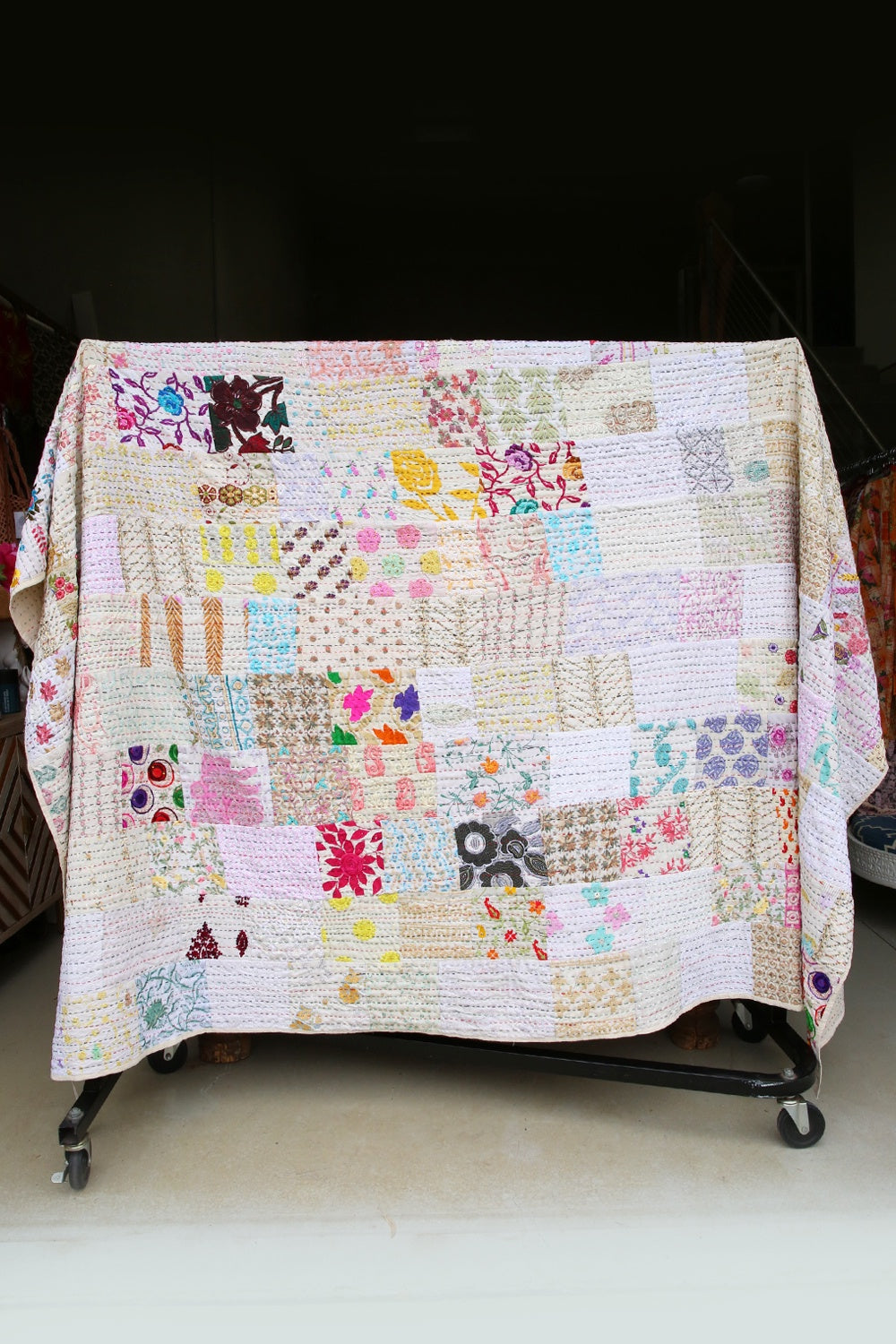 Maharani Kantha Blanket White