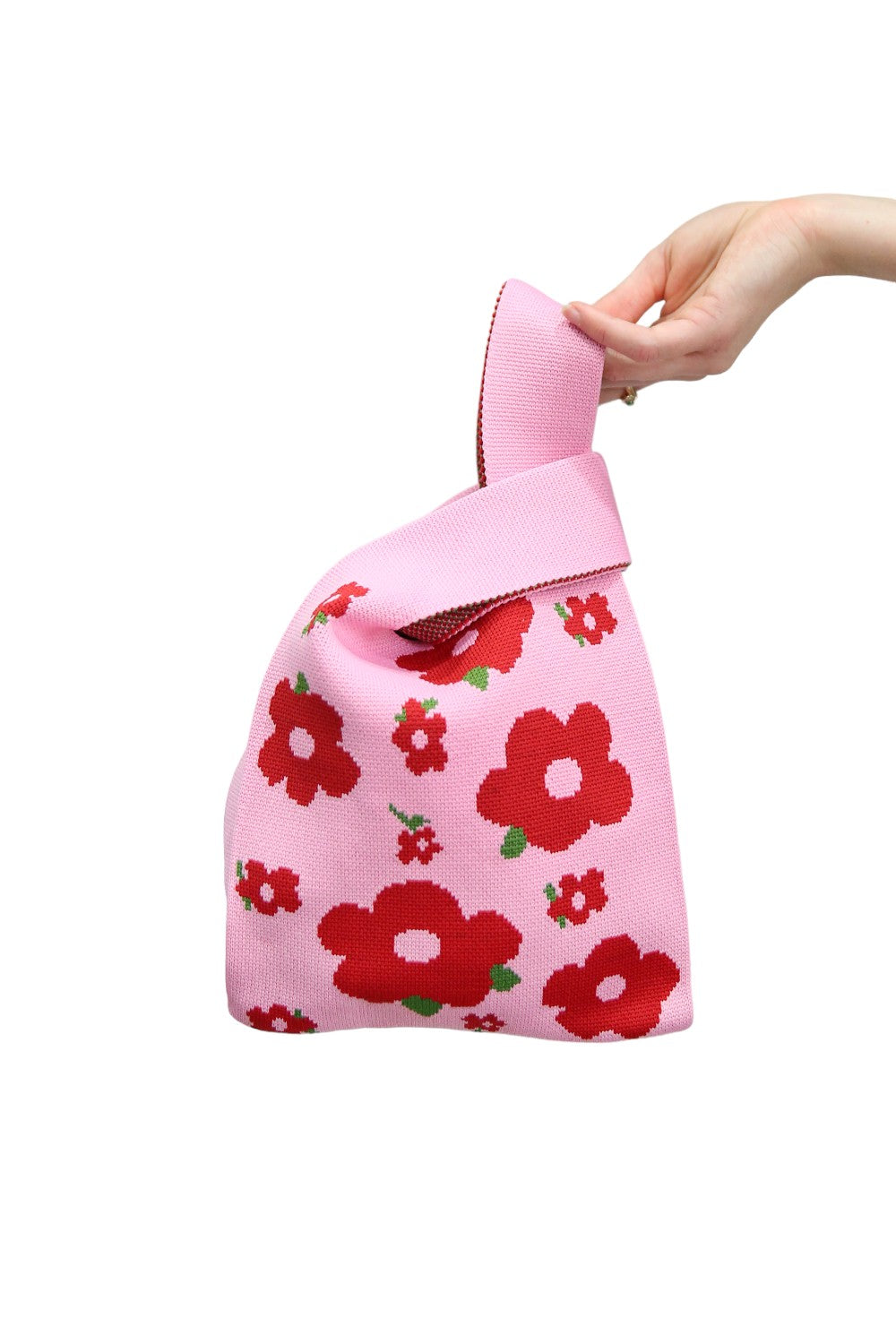 LE SAC PINK BAG WITH RED FLOWERS