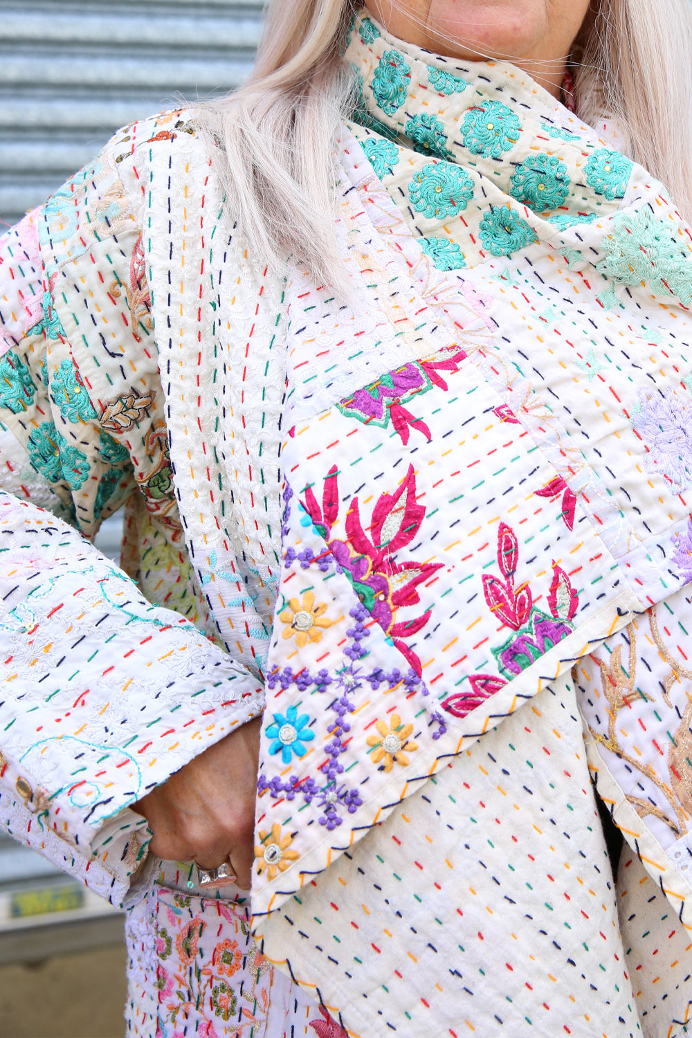 MAHARANI KANTHA COAT WHITE