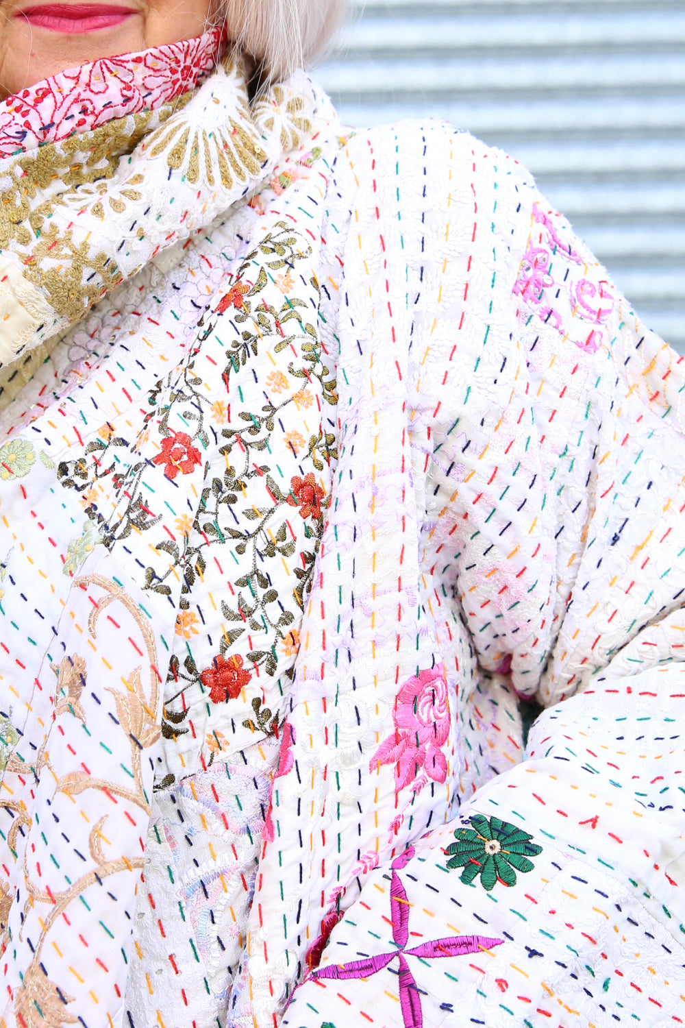 MAHARANI KANTHA COAT WHITE