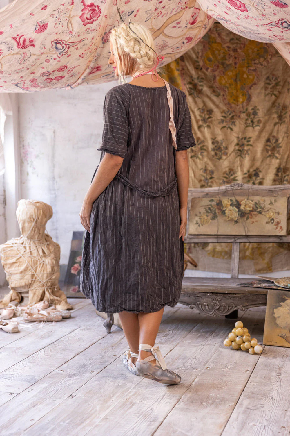 MAGNOLIA PEARL  SIENNA STRIPE SMOCK DRESS 549 MIDNIGHT