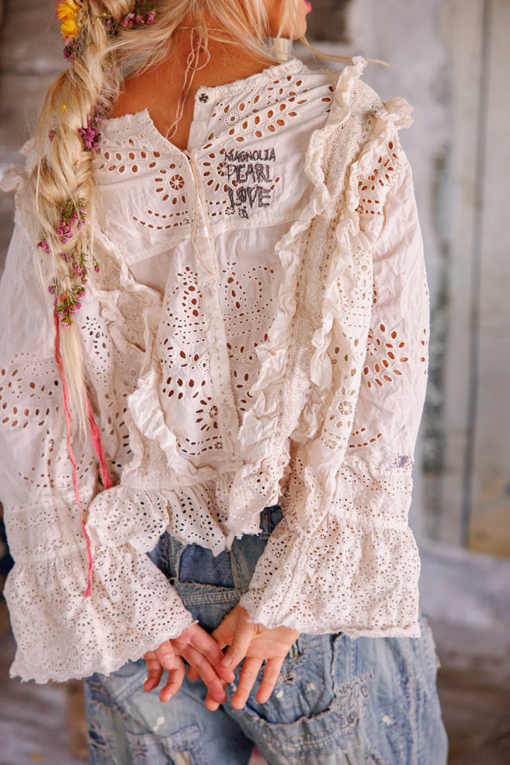 MAGNOLIA PEARL HERMIONE EYELET BLOUSE TOP 2194 MOONLIGHT