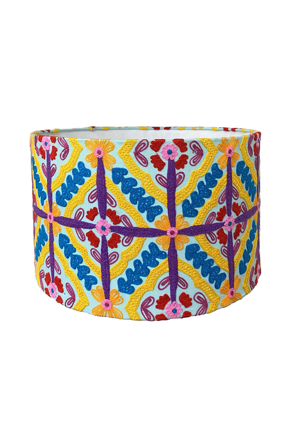 DRUM LAMP SHADE TABRIZ EMBROIDERED LINEN