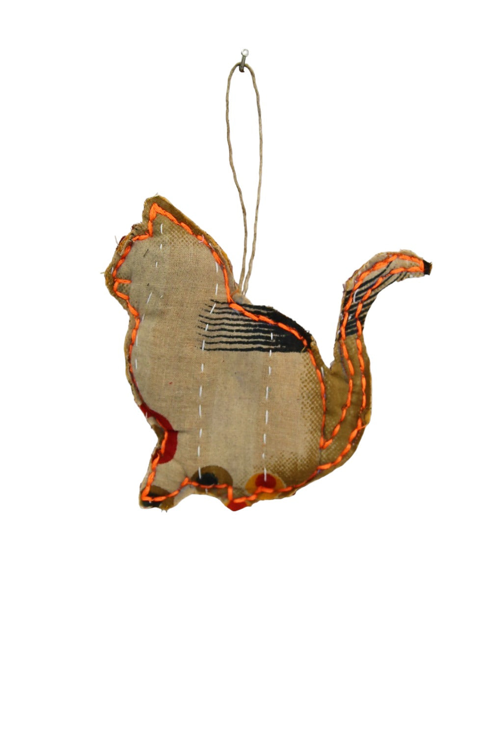 RUBY STAR TRADERS KANTHA CAT CHRISTMAS DECORATION