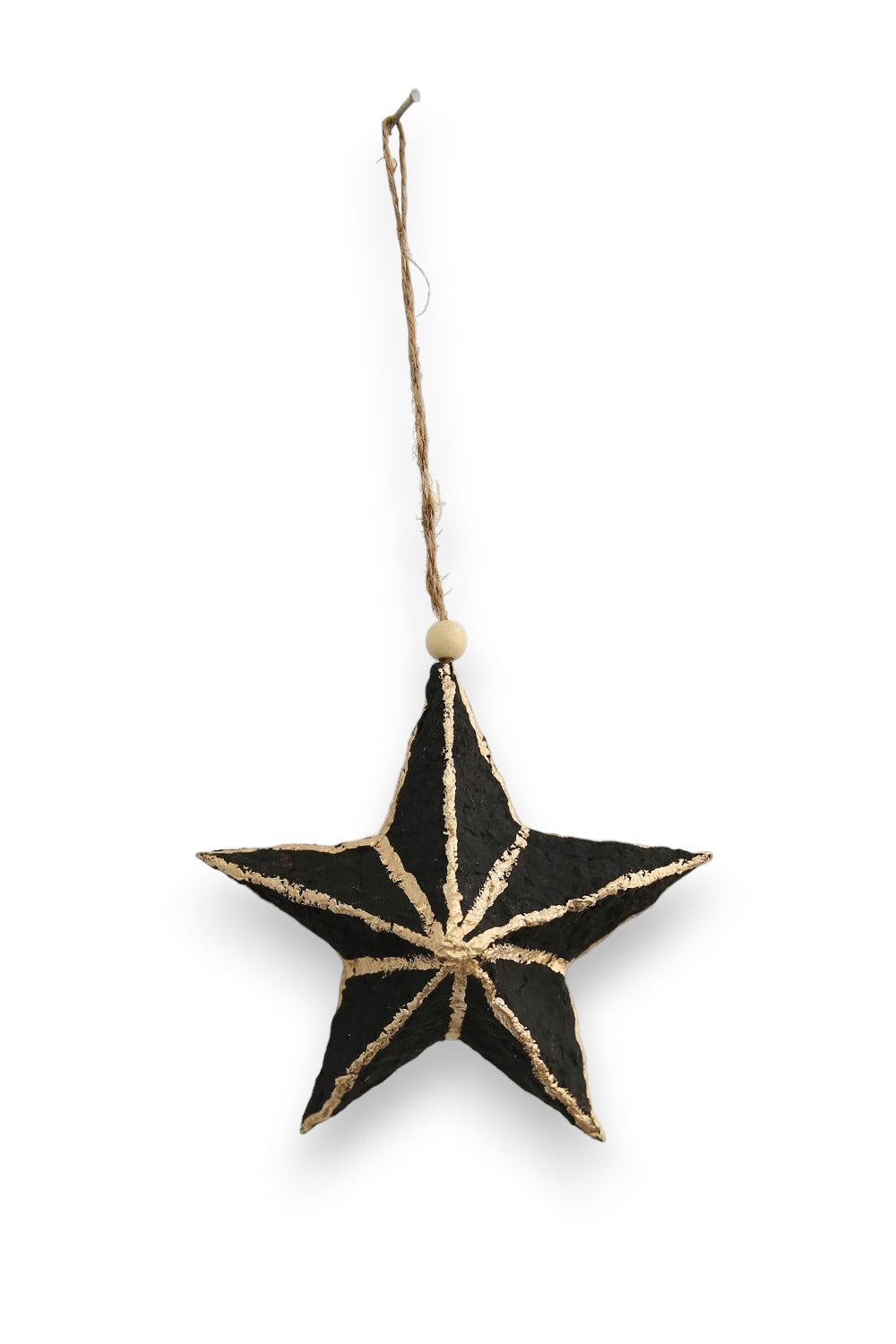 RUBY STAR TRADERS COTTON MACHE BLACK STAR CHRISTMAS DECORATION