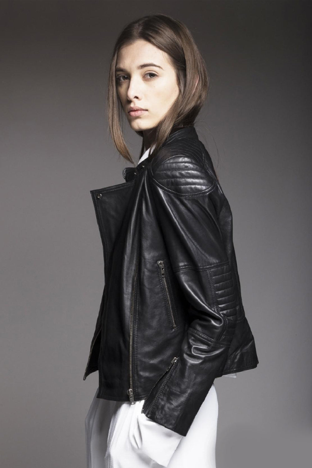 SABATINI QUILTED LEATHER BIKER JACKET