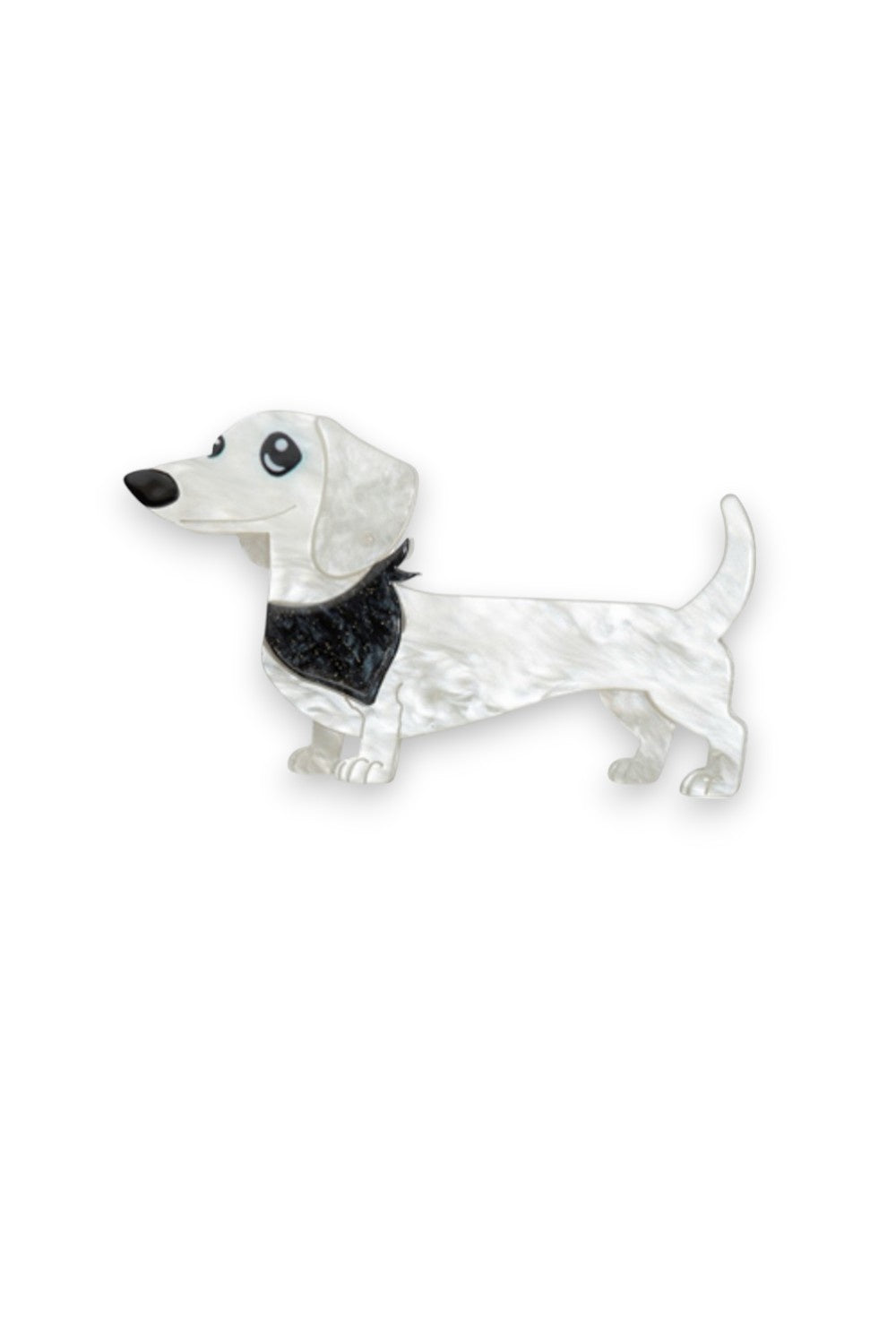DACHSHUND WHITE BROOCH