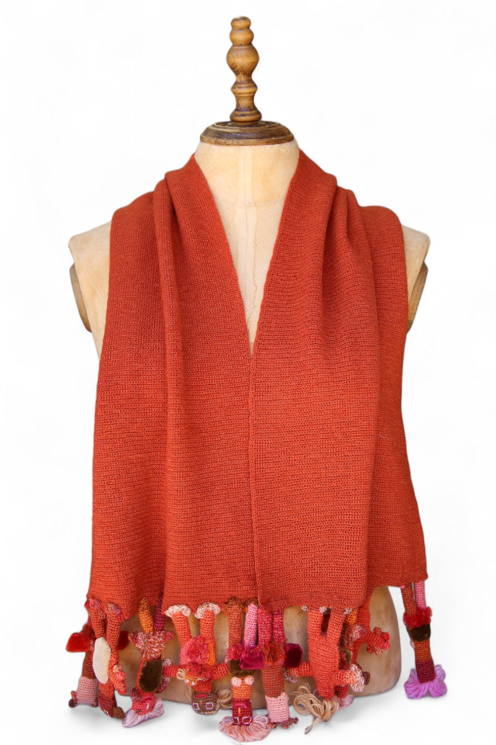 SOPHIE DIGARD GUS & CO CROCHET SCARF BURNT ORANGE