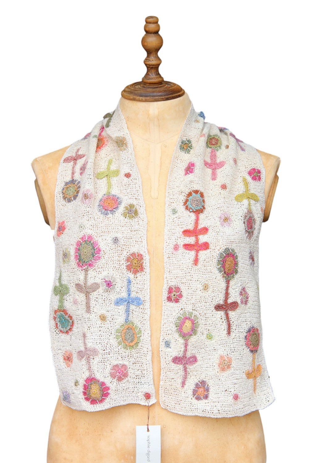 Sophie Digard Ecrupate Paint Linen Flower Scarf