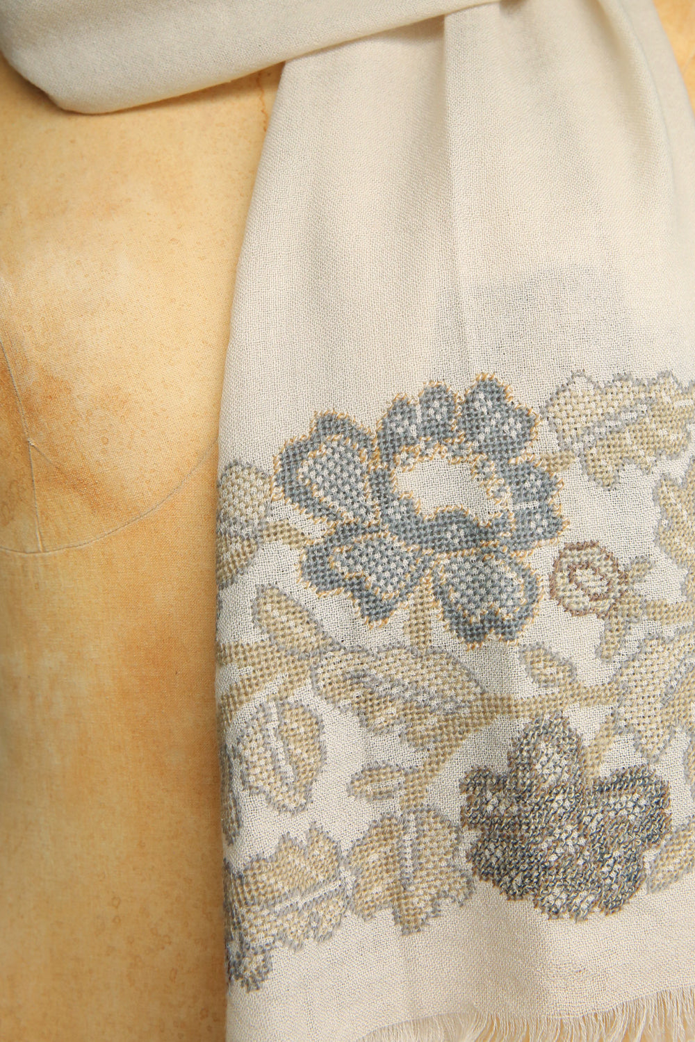 SOPHIE DIGARD MR STONY EMBROIDERED WOOL STOLE