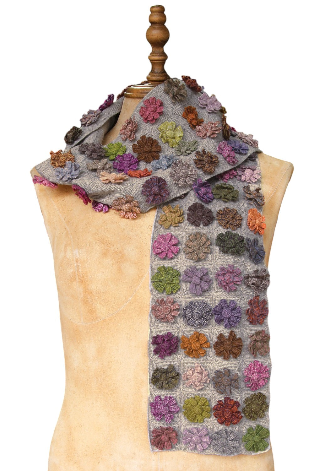 Sophie Digard Medium Crochet Lilac Charcoal with Flowers