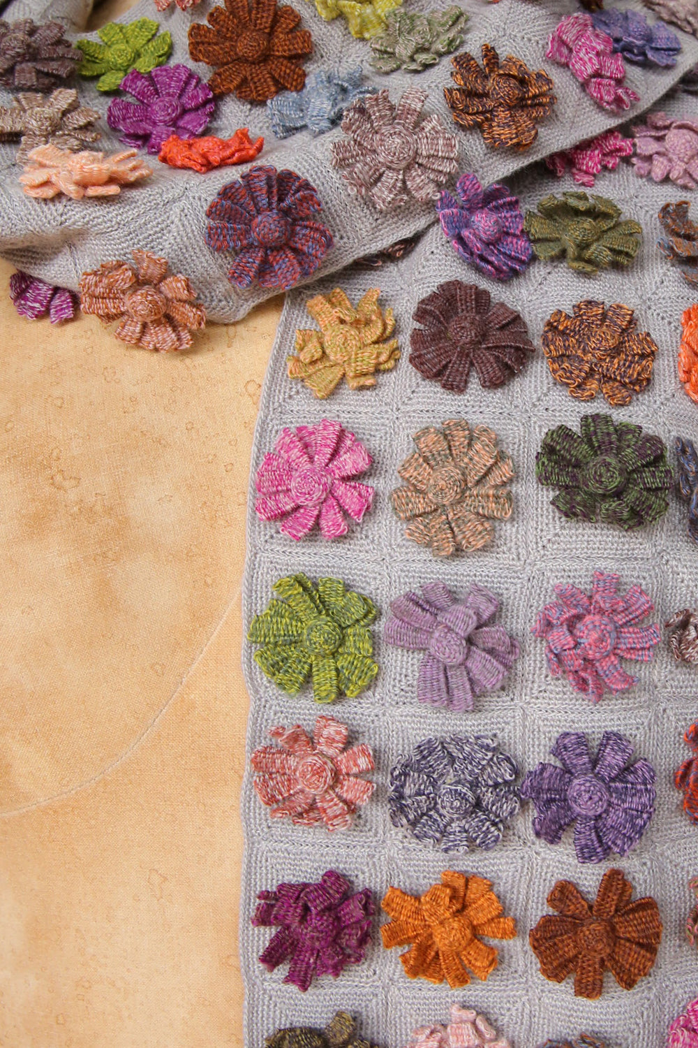 Sophie Digard Medium Crochet Lilac Charcoal with Flowers