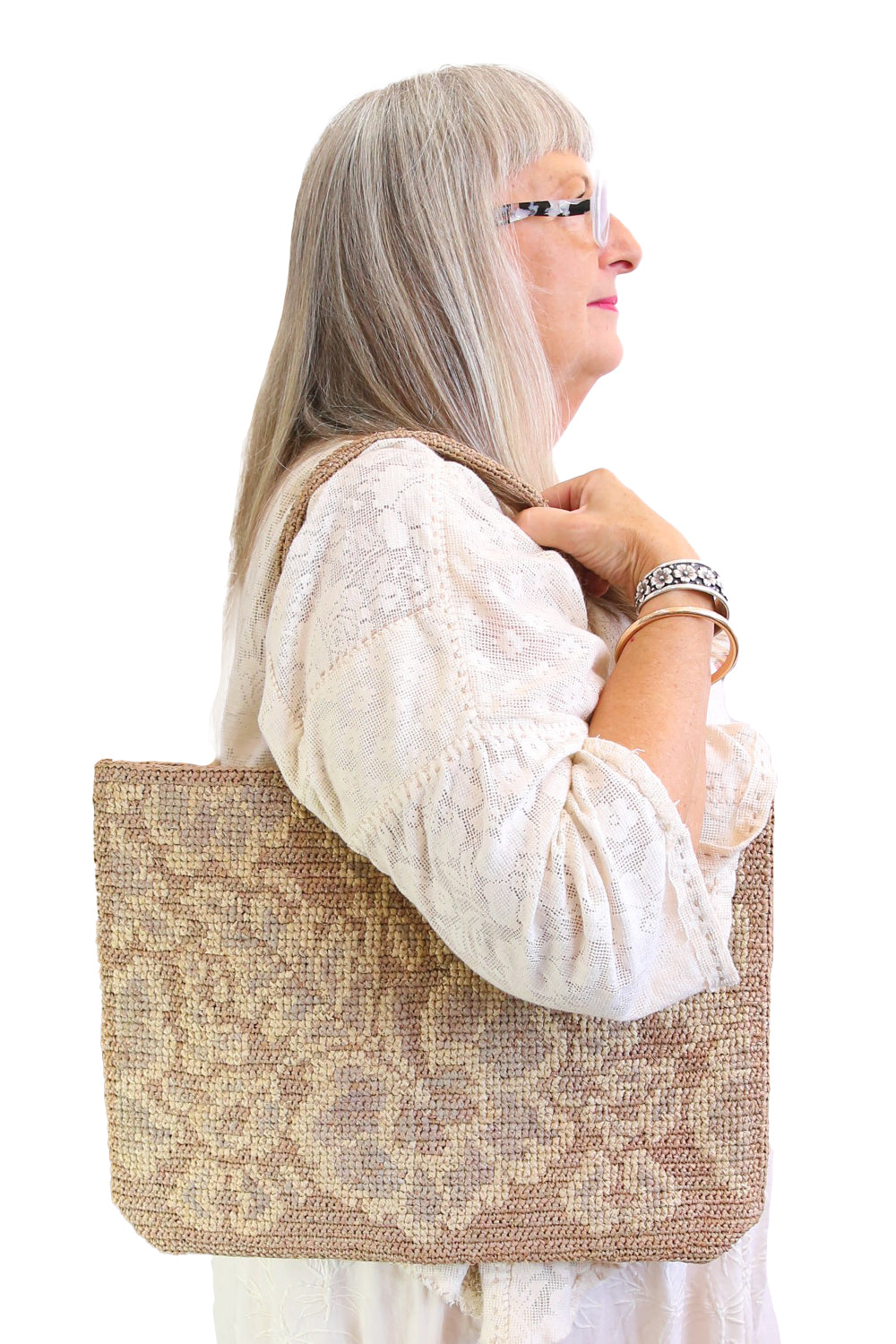 SOPHIE DIGARD DUNE FLORAL RAFFIA BAG