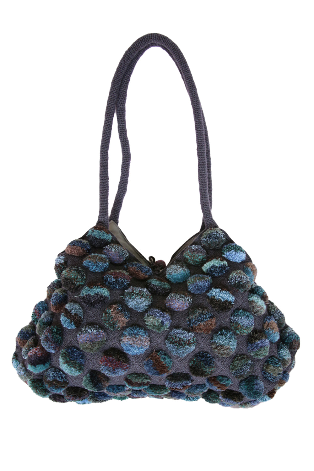 SOPHIE DIGARD WOOL BAG POMPOM GREY/BLUE