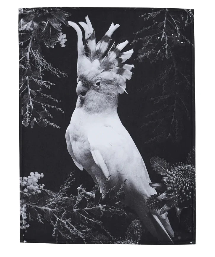 Bonnie and Neil Cockatoo Black and White Cockatoo Tea Towel